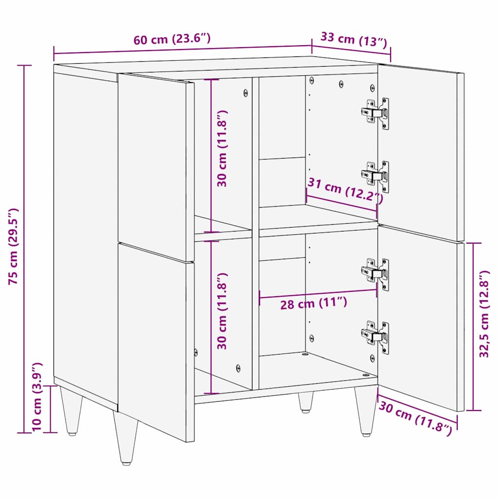 Sideboard Weiß 33.5 x 60 x 75 cm